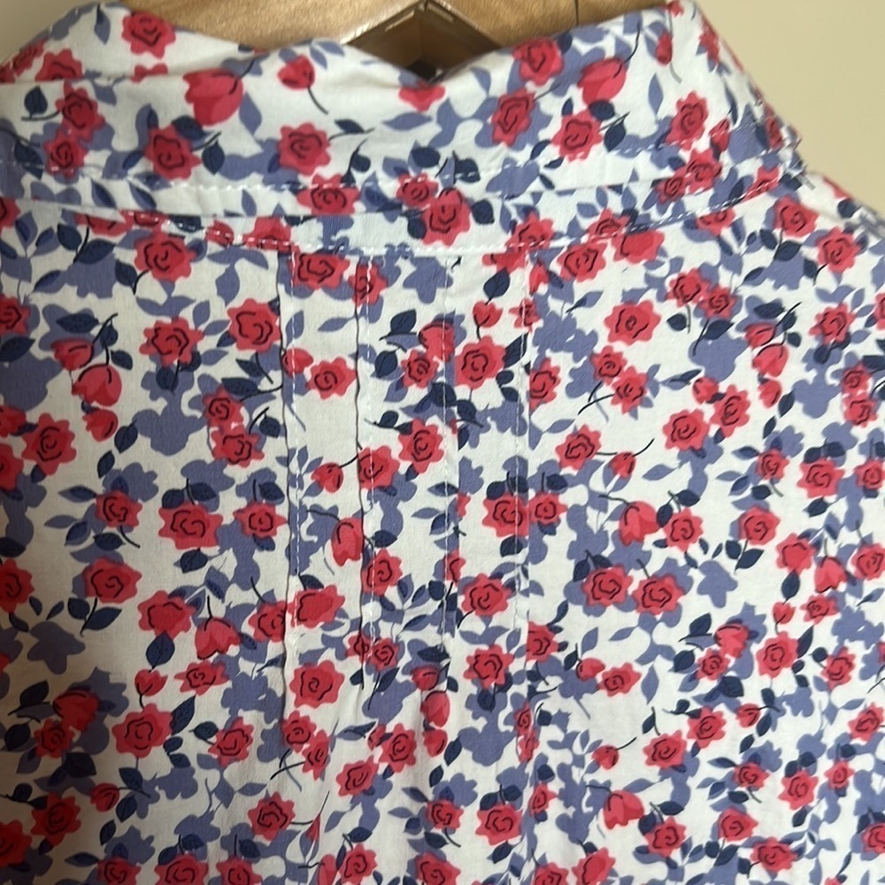 Tahari Floral Poplin Cotton Blend Button Down Shirt Size S - Picture 6 of 6